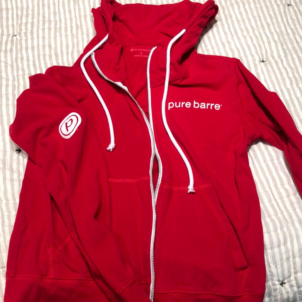 Pure Barre zip up sweater - red